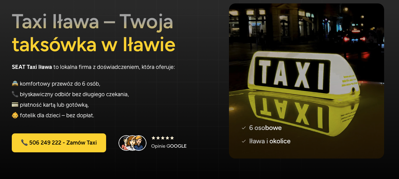 Zdjęcie na okładce dla TAXI Iława SEAT 6 osobowe